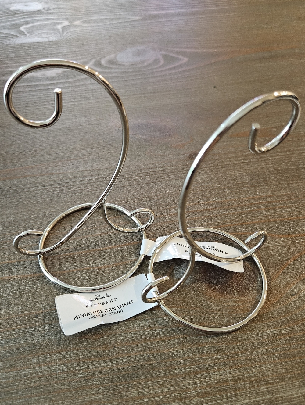 2x Hallmark Silver Mini Ornament Display Stands